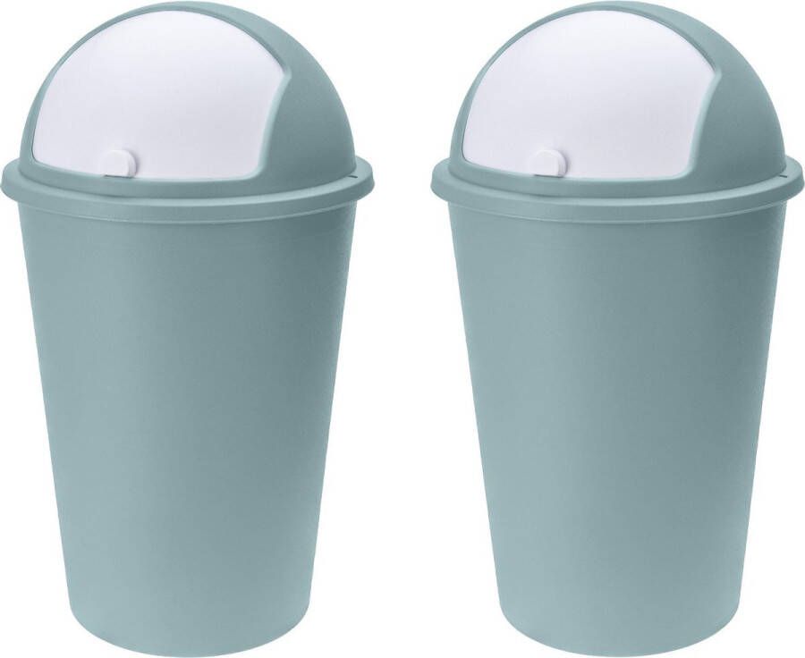 Merkloos Sans marque 2x stuks vuilnisbak afvalbak prullenbak groen met deksel 50 liter Vuilnisbakken afvalbakken prullenbakken
