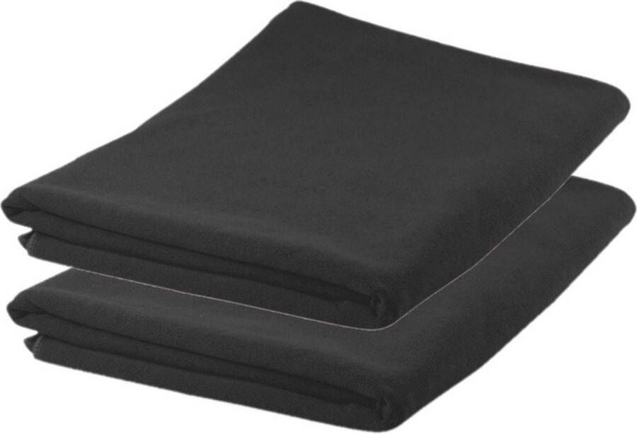 Merkloos Sans marque 2x stuks Zwarte badhanddoeken microvezel 150 x 75 cm ultra absorberend super zacht handdoeken