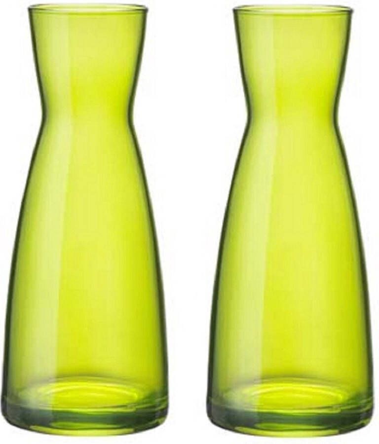 Merkloos Sans marque 2x stuksKaraf vorm bloemen vaas groen glas 20.5 x 8 cm Home deco vazen