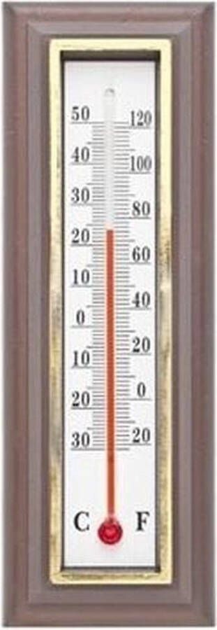 2x Thermometers binnen en buiten donkerbruin 5 x 16 cm
