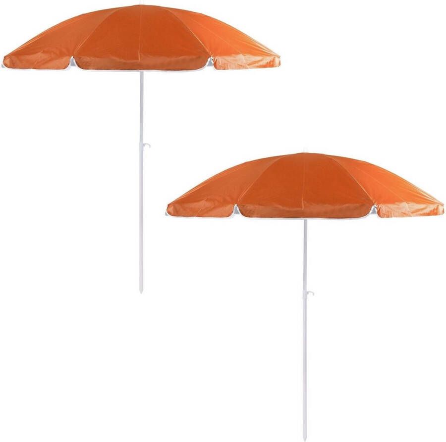 Merkloos Sans marque 2x Verstelbare strand tuin parasols oranje 200 cm UV bescherming Voordelige parasols