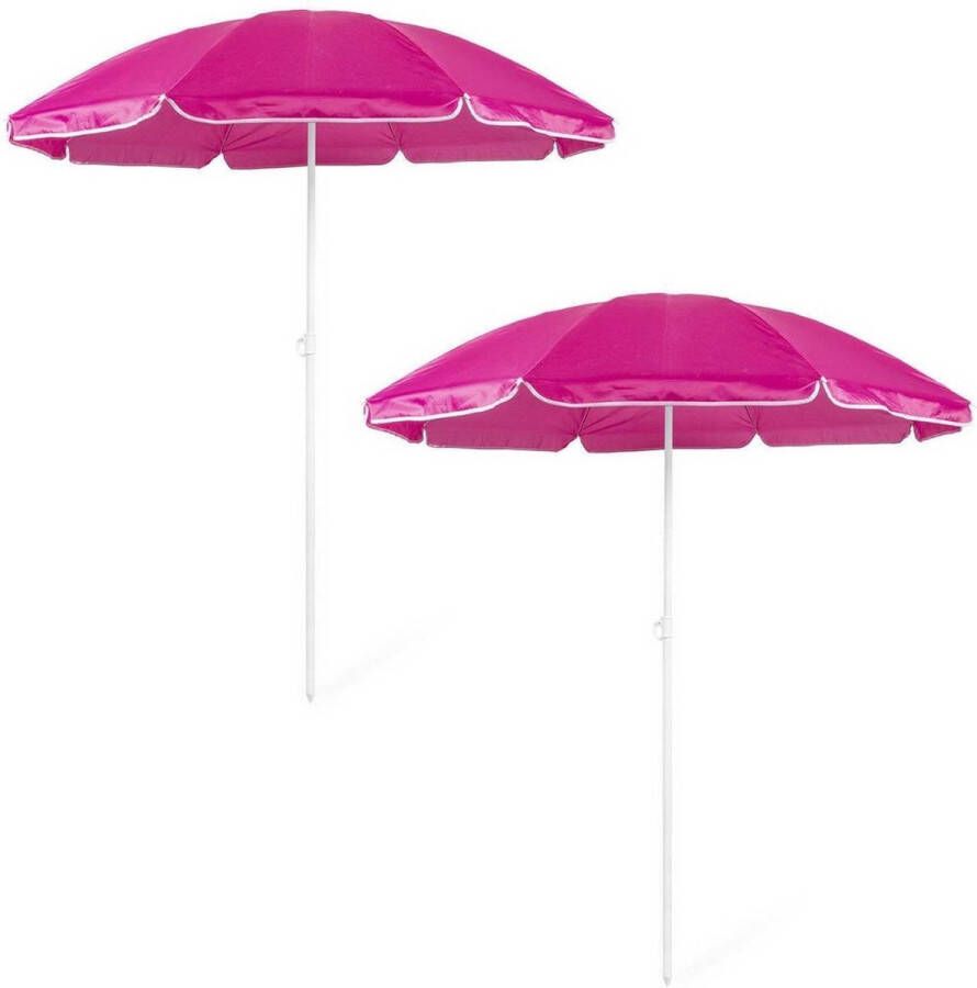 Merkloos Sans marque 2x Verstelbare strand tuin parasols roze 150 cm Zonbescherming Voordelige parasols