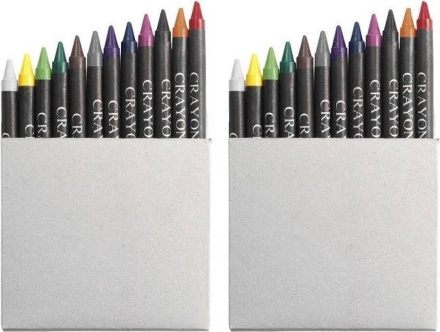 Merkloos Sans marque 2x Waskrijtjes 12 stuks gekleurd Crayons wasco krijtjes Kleuren tekenen knutselen