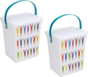 Merkloos Sans marque 2x Wasmiddel bewaarboxen turquoise hengsel 5 liter 23 x 18 cm Huishoud producten Huishouding De was doen Wasmiddelpoeder opbergen Wasmiddelboxen Wasmiddeldozen