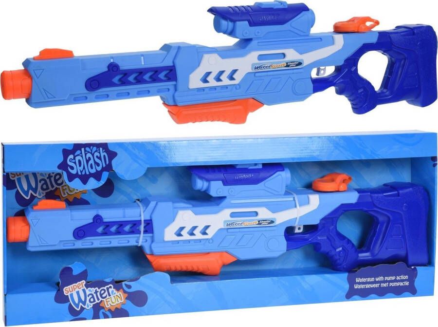 Merkloos Sans marque 2x Waterpistolen waterpistool blauw van 77 cm kinderspeelgoed waterspeelgoed van kunststof grote waterpistolen