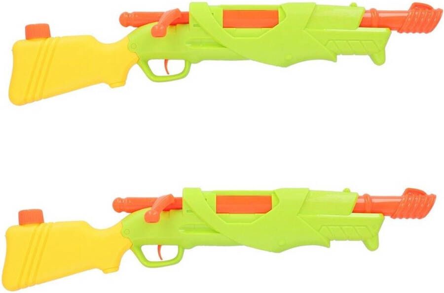Merkloos Sans marque 2x Waterpistolen waterpistool groen van 52 cm kinderspeelgoed waterspeelgoed van kunststof 212 ml