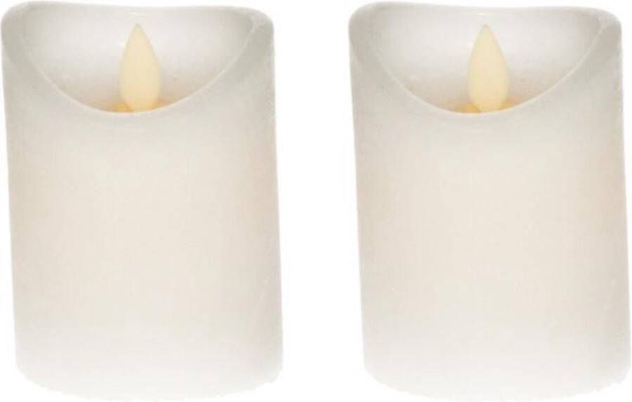 Merkloos Sans marque 2x Witte LED stompkaars Flame 10 cm met flakkerende vlam LED kaars