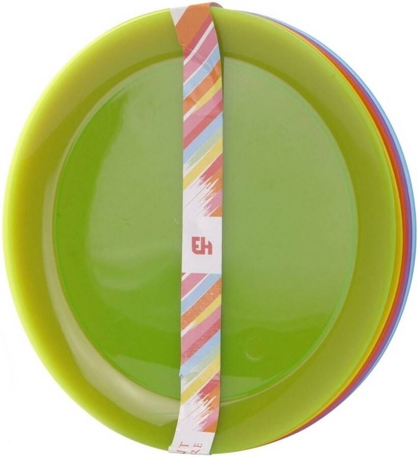 Merkloos Sans marque 36x Gekleurde borden kunststof 21 cm Campingservies picknickservies