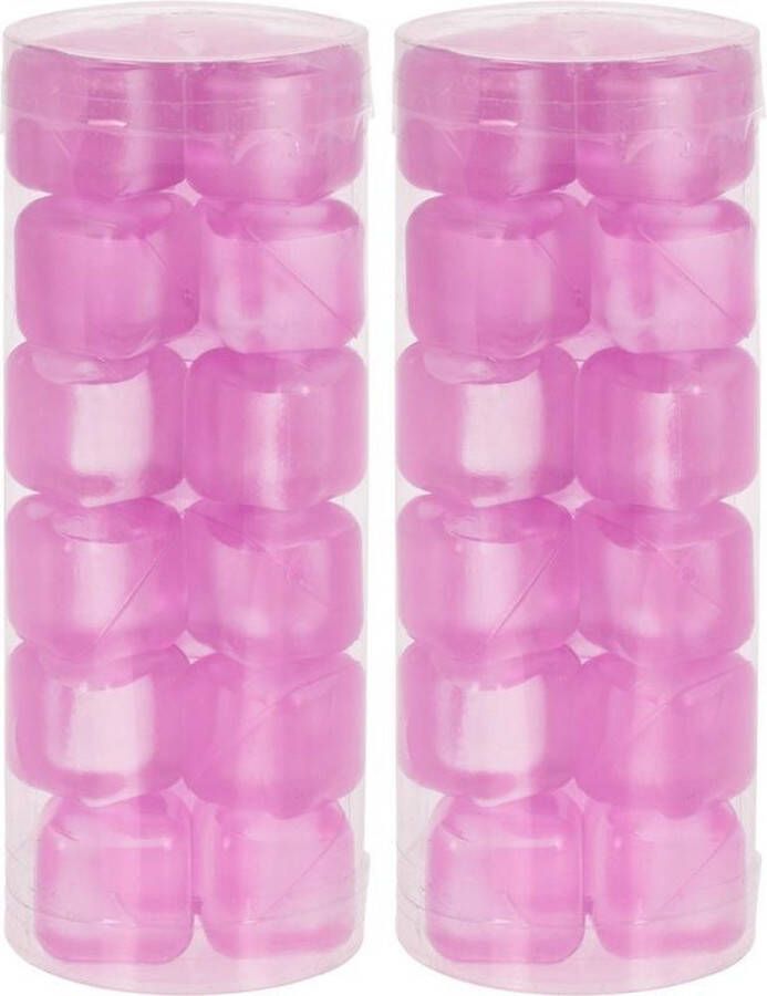 Merkloos Sans marque 36x Plastic herbruikbare roze ijsklontjes ijsblokjes gekleurd Kunststof ijsblokjes roze Verkoeling artikelen Gekoelde drankjes maken