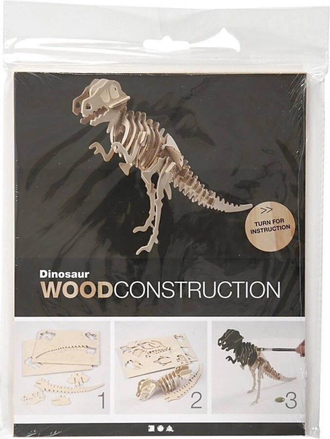 Merkloos Sans marque 3D puzzel dinosaurus velociraptor hout 3D dino bouw speelgoed 33 x 8 x 23 cm