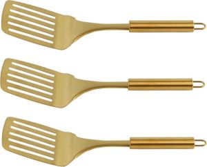 Merkloos Sans marque 3x Bakspatels bakspanen goudkleurig 32 cm RVS keukengerei Koken Bakken Spatels 3 stuks