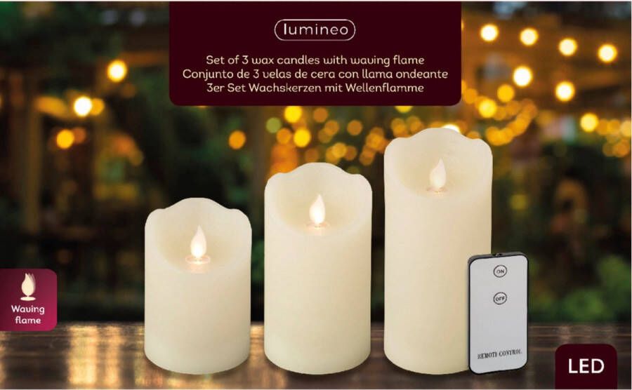 Merkloos Sans marque 3x Creme witte LED kaarsen stompkaarsen met afstandsbediening