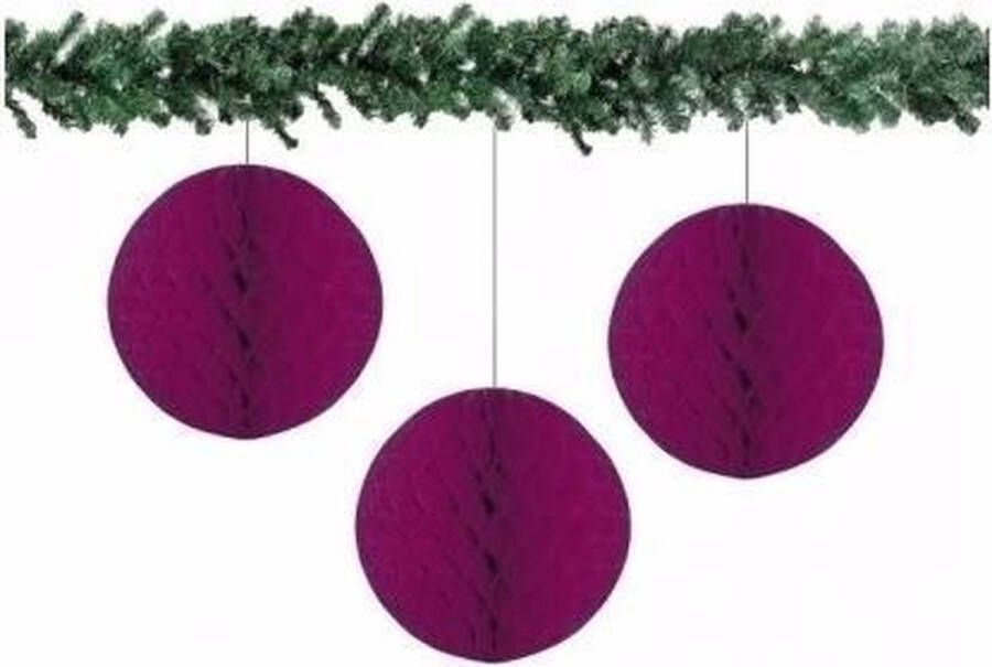 Merkloos Sans marque 3x decoratie bal aubergine 10 cm