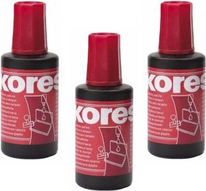 Merkloos 3x Flesjes inkt navulling voor stempelkussens rood 27 ml Stempelkussen