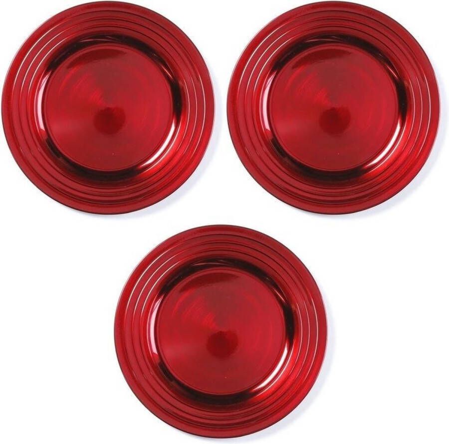 Merkloos Sans marque 3x Rond rode kaarsenplateaus kaarsenborden 33 cm onderbord kaarsenbord onderzet bord voor kaarsen