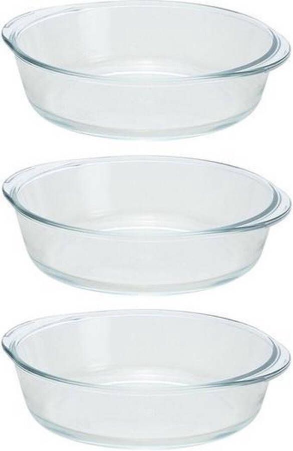 Merkloos Sans marque 3x Ronde ovenschalen glas 1 5 liter Braadsledes ovenschalen