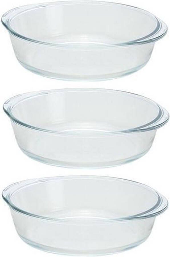 Merkloos Sans marque 3x Ronde ovenschalen glas 2 1 liter Braadsledes ovenschalen