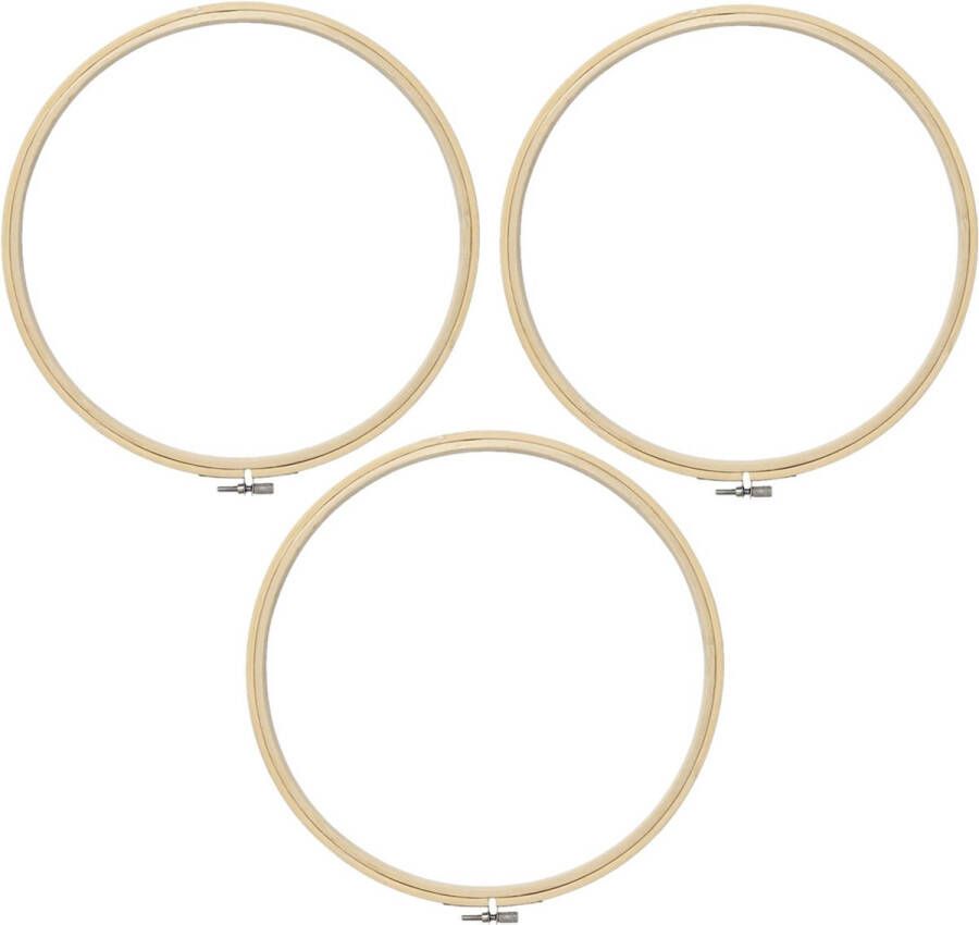 Merkloos Sans marque 3x stuks houten ronde borduurring 25 cm Borduurframe Borduren