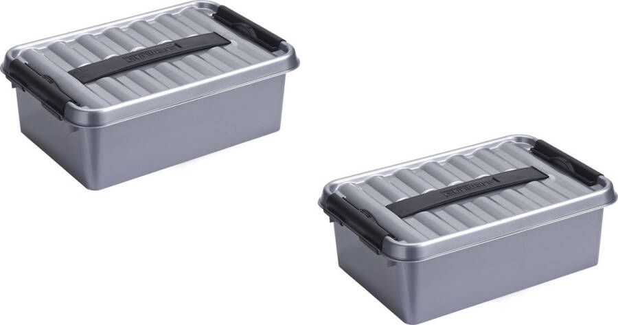 Merkloos Sans marque 3x stuks opberg boxen opbergdozen 12 liter metallic zwart 40 x 30 x 14 cm kunststof Praktische opslagboxen