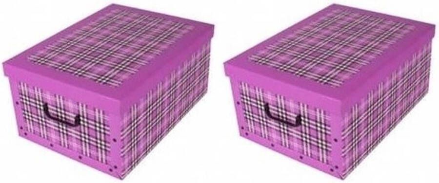 Merkloos Sans marque 3x stuks opbergboxen opbergdozen fuchsia roze 53 x 38 cm Opslagboxen opbergers