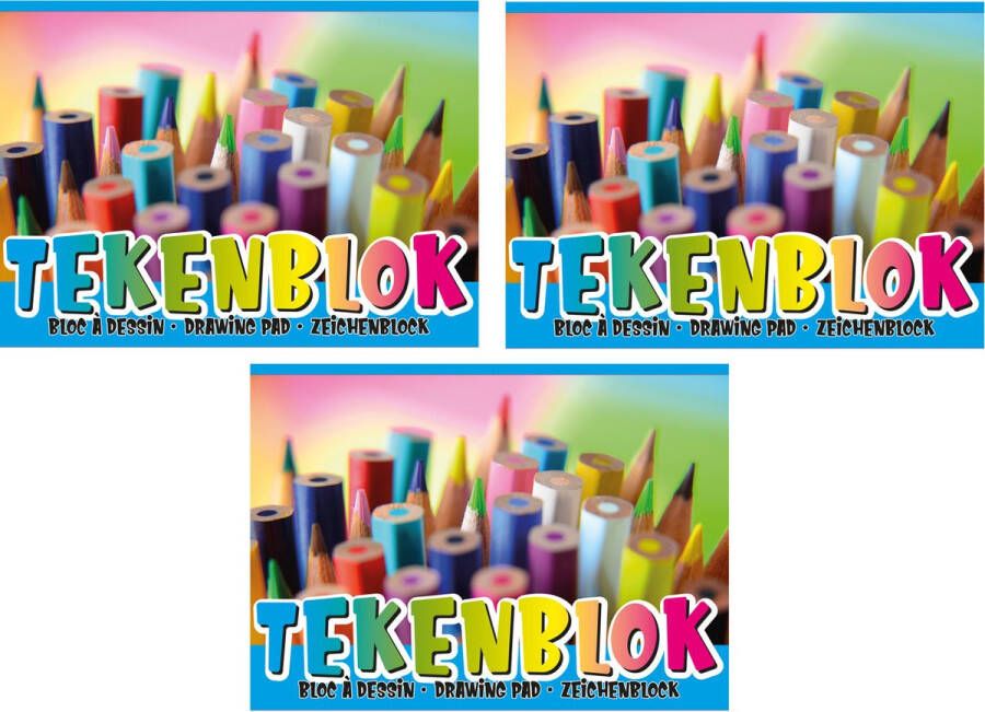 Merkloos Sans marque 3x stuks schetsboeken A3 papier 30 vellen Tekenboeken A3 papier