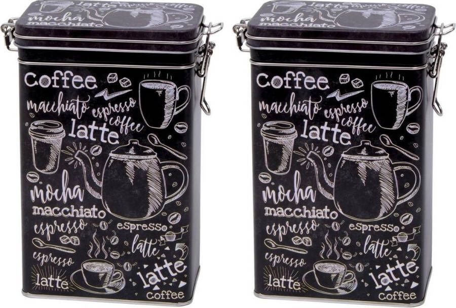 Merkloos Sans marque 3x stuks zwart rechthoekig koffieblik bewaarblik 19 cm Koffie voorraadblikken Koffiepads koffiecups voorraadbussen