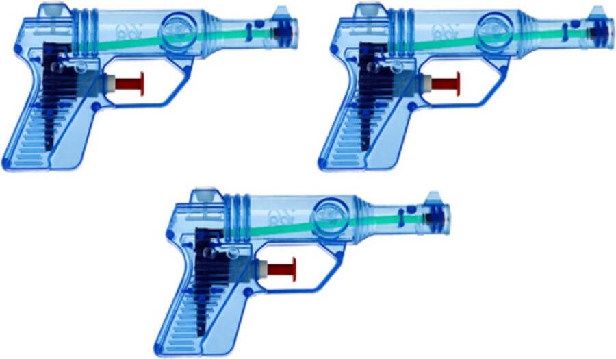 Merkloos 3x Waterpistool waterpistolen blauw 13 cm Waterpistolen