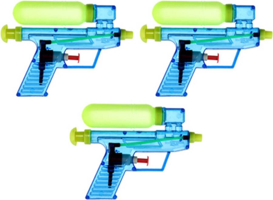 Merkloos 3x Waterpistool waterpistolen blauw 15 cm Waterpistolen