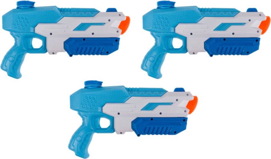 Merkloos 3x Waterpistool waterpistolen blauw 30 cm Waterpistolen