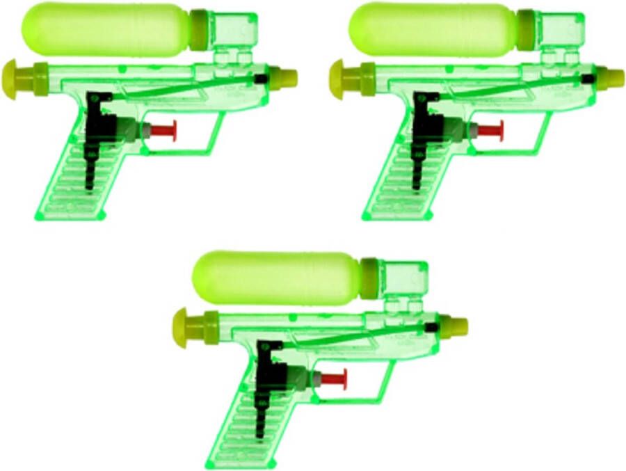 Merkloos 3x Waterpistool waterpistolen groen 15 cm Waterpistolen