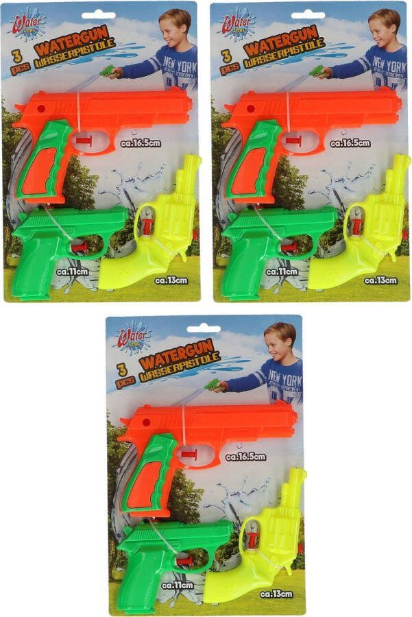 3x Waterpistool waterpistolen setje 3 stuks