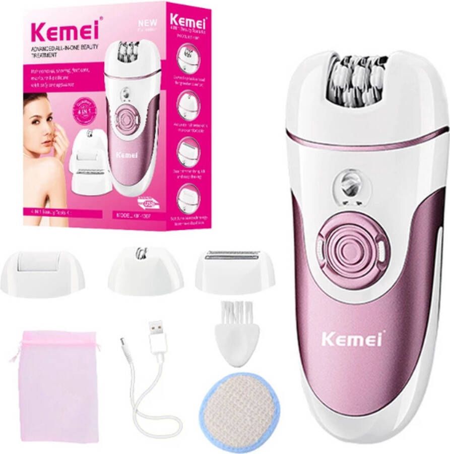 Merkloos Sans marque 4 in 1 Dames Scheerapparaat Haar epilator Oplaadbaar via USB Trimmer Tondeuse -n