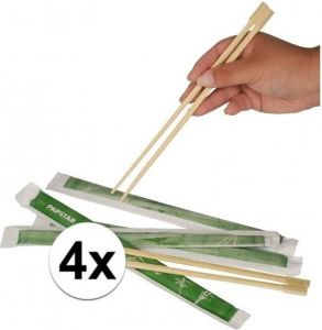 Merkloos Sans marque 4 paar Sushi Eetstokjes van bamboe Hout Chopsticks 4x2 stuks