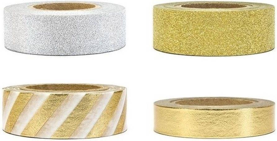 Merkloos Sans marque 4 rolletjes zelfklevend decoratie tape goud washi tape
