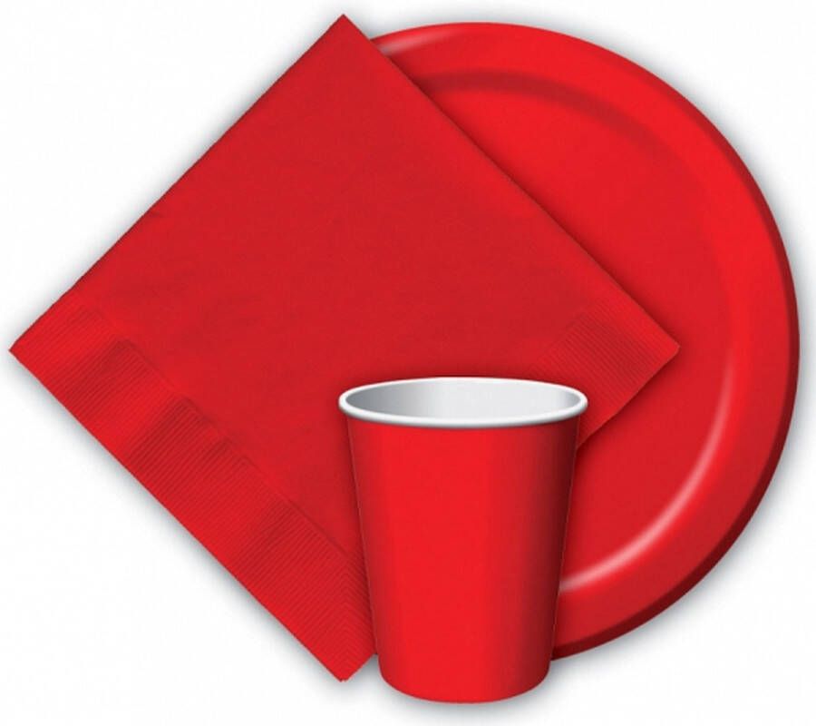 Merkloos Sans marque 40x Rode papieren feest bekertjes 256 ml Wegwerpbekertjes rood van papier themafeest tafeldecoratie