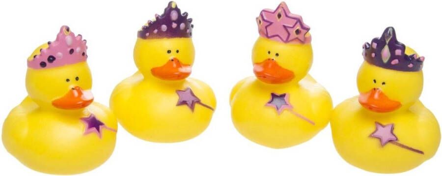 Merkloos Sans marque 4x Badeendjes prinsessen badspeelgoed 5 cm Speelgoed Badspeeltjes Badeendjes