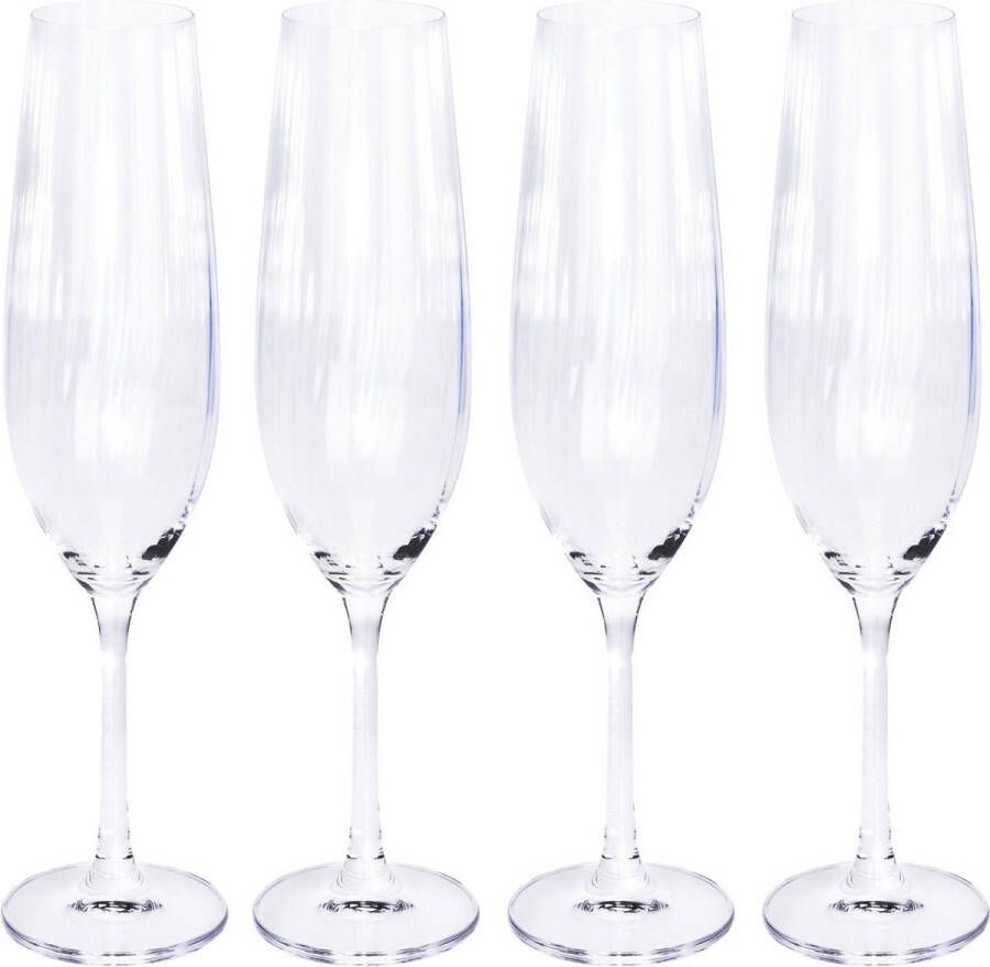 Merkloos Sans marque 4x Champagneglazen flutes 26 cl 260 ml van kristalglas Kristalglazen Champagneglas