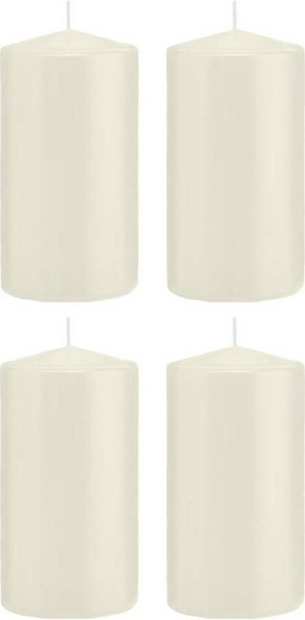 Merkloos Sans marque 4x Ivoorwitte cilinderkaarsen stompkaarsen 8 x 15 cm 69 branduren Geurloze kaarsen Woondecoraties