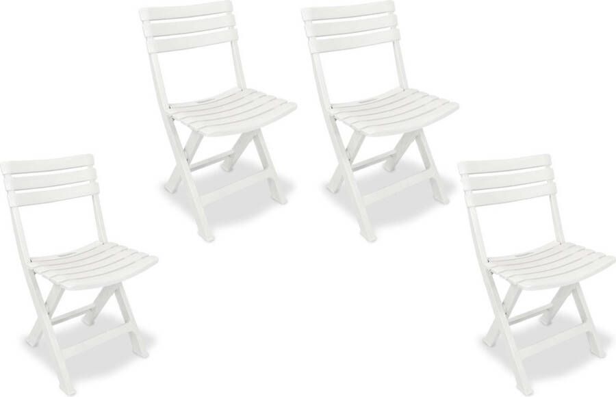 Merkloos Sans marque 4x Robuuste kunststof klapstoel | Wit | Tuinstoel Bistrostoel Balkonstoel Campingstoel |Opvouwbaar | Relaxen |46 cm x 41 cm x 78 cm | Topper!