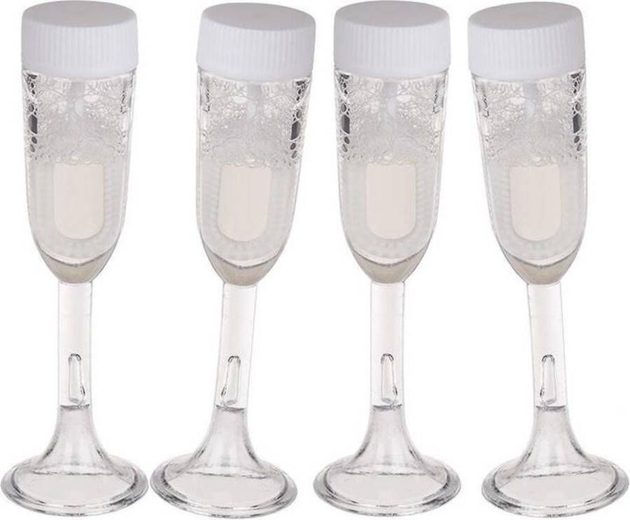 Merkloos Sans marque 4x stuks Bellenblaas champagne bruiloft glas Bruiloft Huwelijk feestartikelen