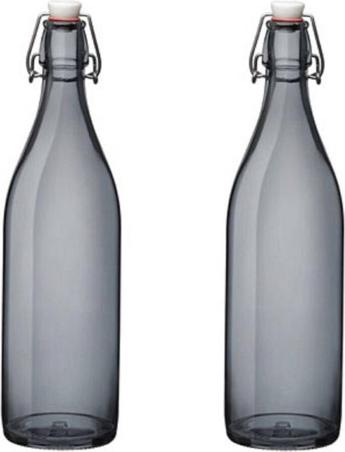Merkloos Sans marque 4x stuks grijze giara fles met beugeldop Woondecoratie giara fles Grijze weckflessen Inhoud 1 liter