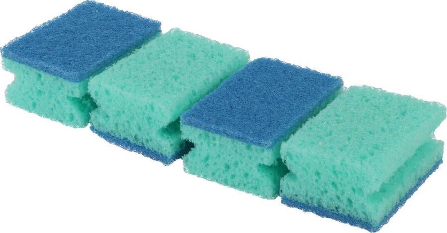 Merkloos Sans marque 4x stuks krasvrije viscose schuursponsjes schoonmaaksponzen blauw schoonmaakartikelen afwasaccessoires schuursponzen