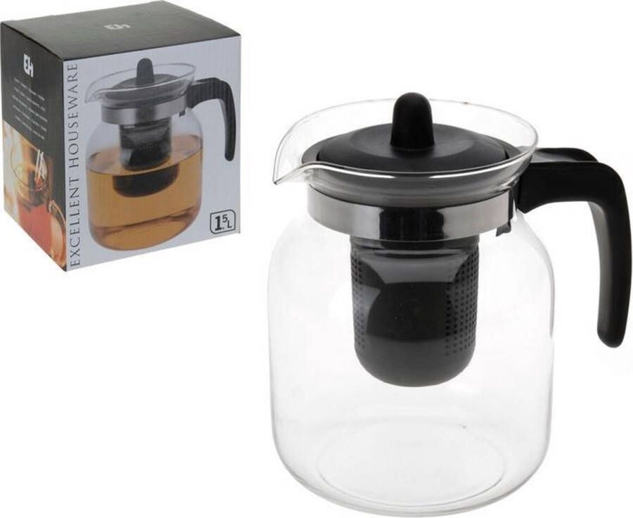 4x stuks voordelige glazen theepot van 1 5 liter met thee infuser