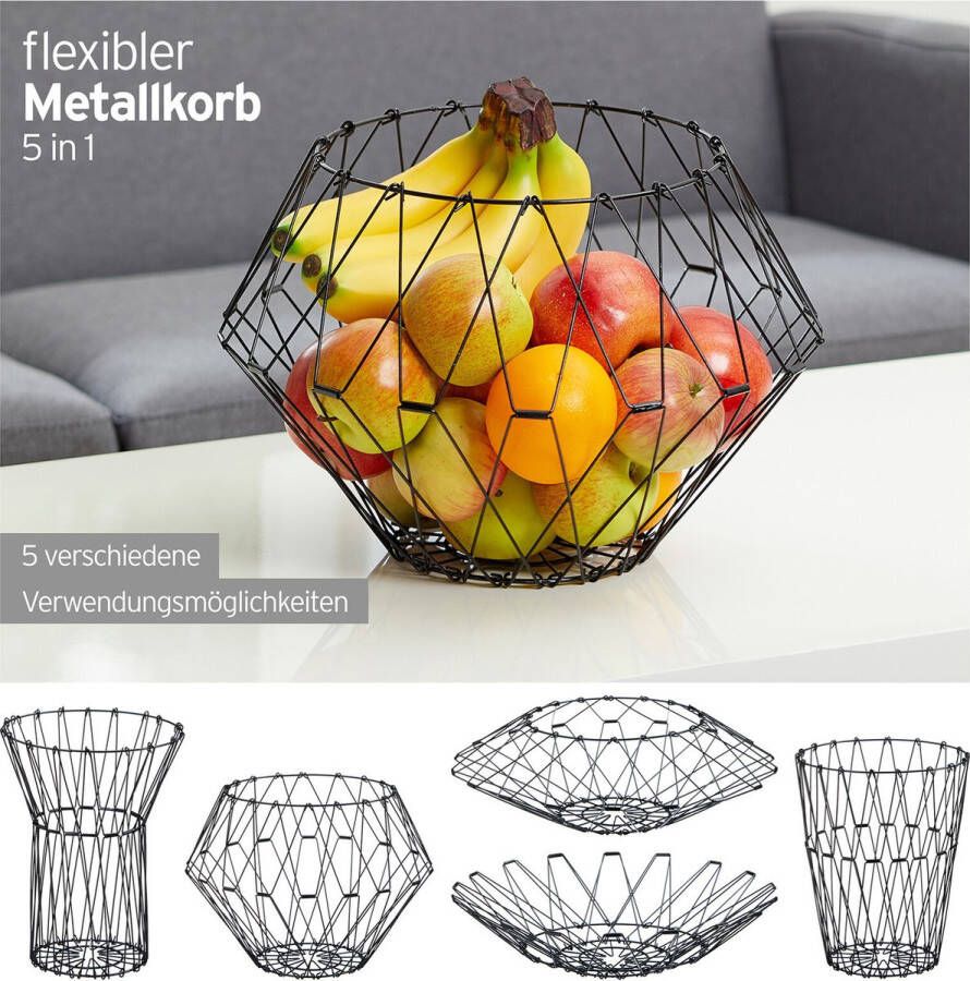 Merkloos Sans marque 5 in 1 Flexibele Mand Fruitmand Decoratieve Schaal in 5 verschillende variaties te vormen Metaal 48 x 48 cm