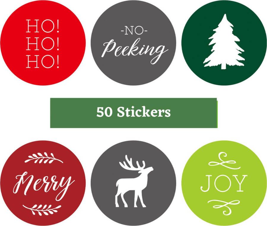 Merkloos Sans marque 50 Kerst stickers 6 Verschillende designs Kerst stickers voor kaarten Stickervel kerst stickers vellen Cadeauversiering