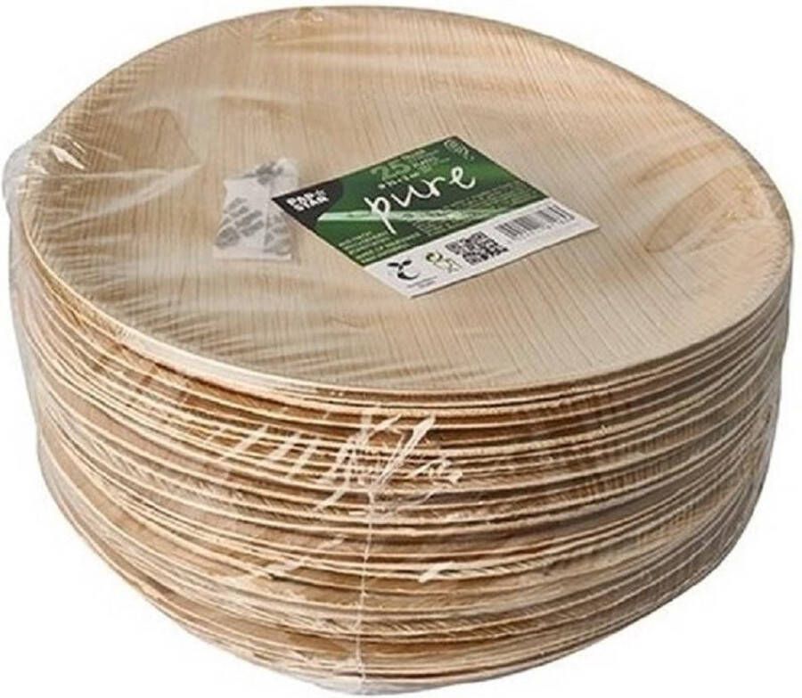Merkloos Sans marque 50x Duurzame en biologisch afbreekbare borden palmblad 25 cm Milieuvriendelijk ecologisch Wegwerp bordjes