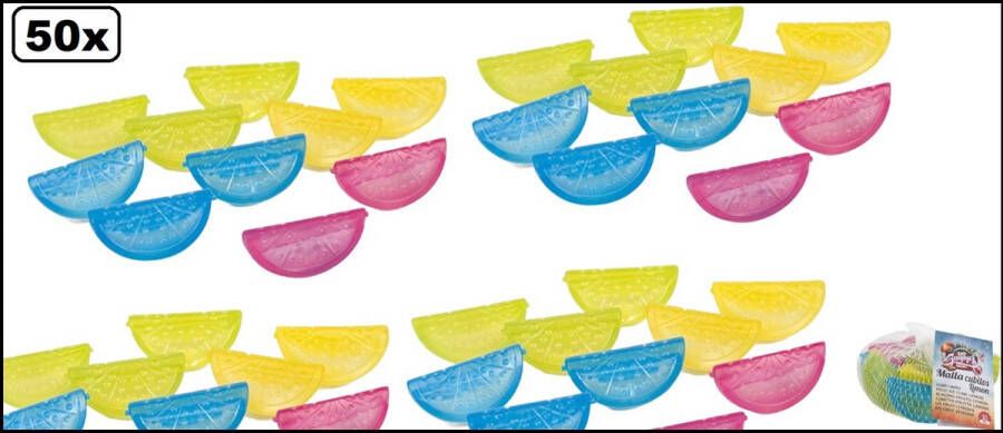 Merkloos Sans marque 50x IJsblokjes limoen assortie IJs blokje limonade fris drank koud vriezer carnaval thema feest party