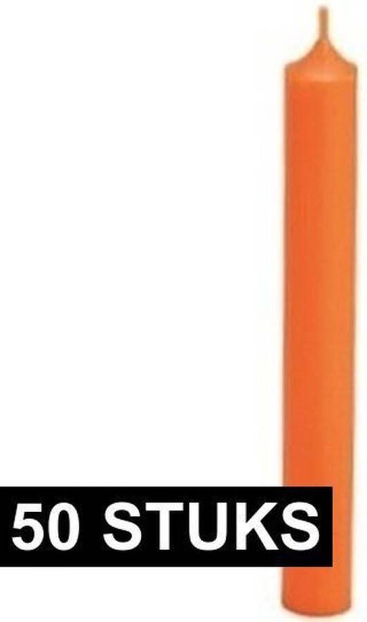 Merkloos Sans marque 50x Oranje dinerkaarsen 18 cm Tafel diner kaarsen Woondecoratie Woonaccessoires