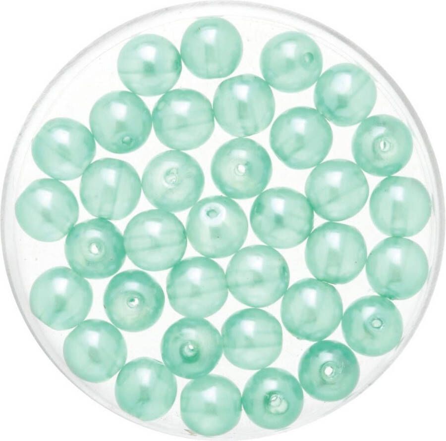 Merkloos Sans marque 50x stuks sieraden maken Boheemse glaskralen in het transparant aqua blauw van 6 mm Kunststof reigkralen