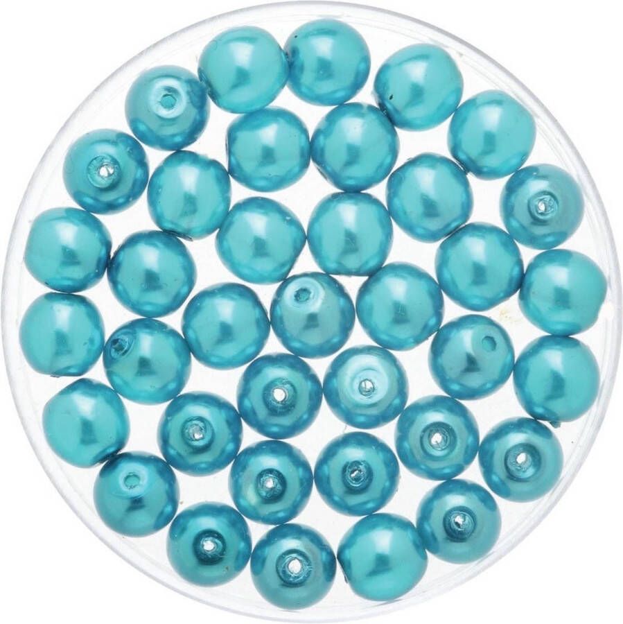 Merkloos Sans marque 50x stuks sieraden maken Boheemse glaskralen in het transparant turquoise van 6 mm Kunststof reigkralen